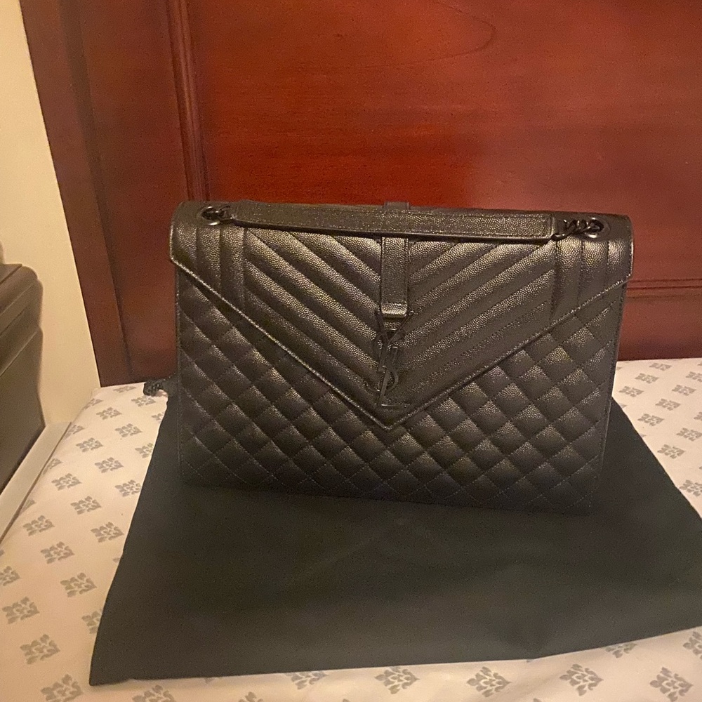 Saint Laurent Mixed Matelasse Grain Monogram Large Envelope Bag